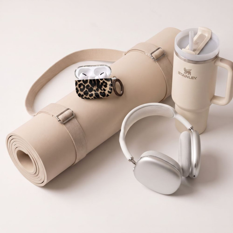 Tech-Protect Lamano Hülle für Apple AirPods Pro 3 mit Karabiner, Exotic Touch (Black and Brown)