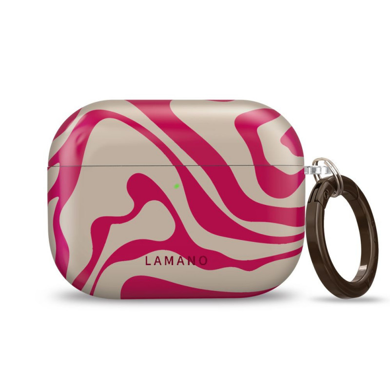 Tech-Protect Lamano Hülle für Apple AirPods Pro 3 mit Karabiner, Flamingo Bloom (Pink und Beige)