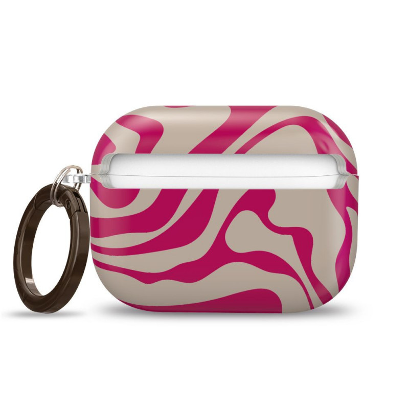 Tech-Protect Lamano Hülle für Apple AirPods Pro 3 mit Karabiner, Flamingo Bloom (Pink und Beige)