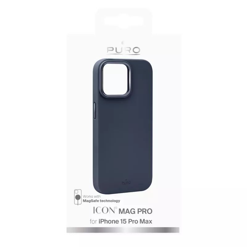 Puro Icon Mag Pro MagSafe Silikonhülle für Apple iPhone 15 Pro Max, Dark Blue