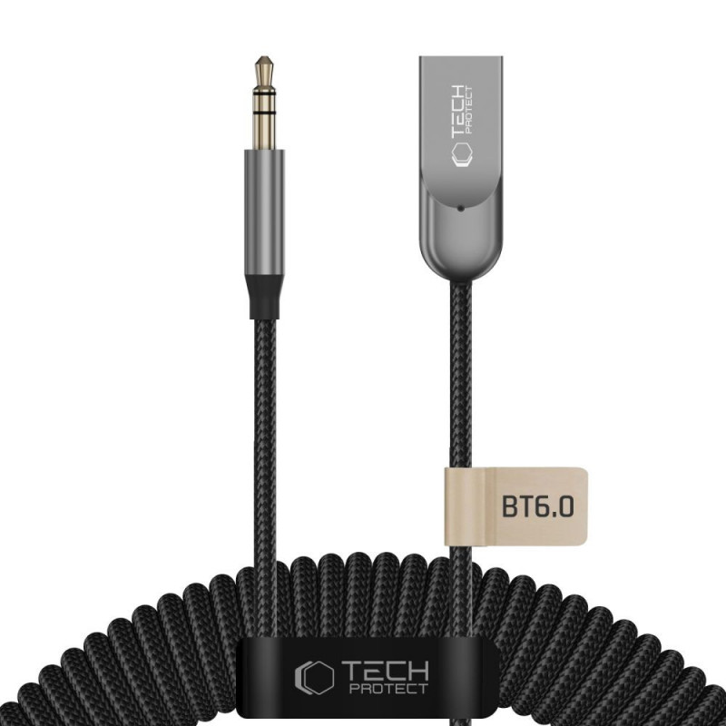Tech-Protect Ultraboost AU04 Bluetooth 6.0 Audioadapter mit AUX 3,5 mm, Grau