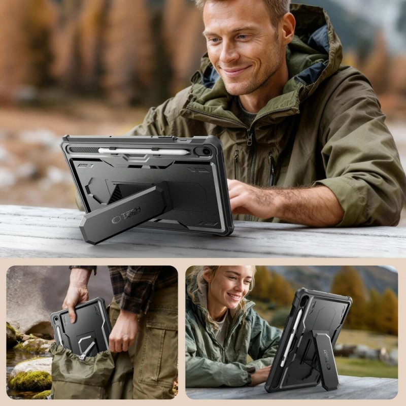 Tech-Protect Kevlar Pro Tablet-Hülle für Samsung Galaxy Tab S9 11.0 / S10 FE / S10 Lite 10.9 (X710 / X716B / X520 / X526 / X400 / X406B), Schwarz
