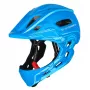 Wozinsky Kinder-Fahrrad-Vollvisierhelm mit USB-Rücklicht, Größe S (52-56 cm), blau