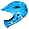 Wozinsky Kinder-Fahrrad-Vollvisierhelm mit USB-Rücklicht, Größe S (52-56 cm), blau