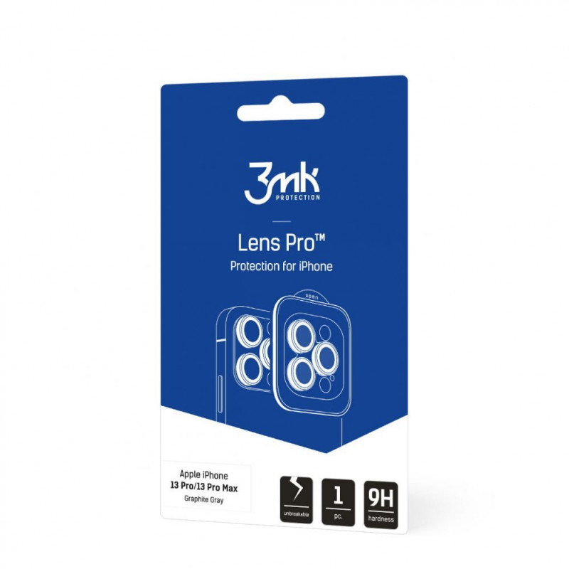 3MK Lens Protection Pro Apple iPhone 13 Pro / 13 Pro Max Kameraobjektivschutzglas, graphitgrau