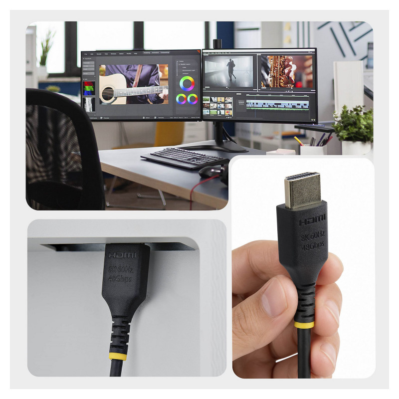StarTech.com HDMI21-CBL-SLIM-1M Ultra High Speed HDMI 2.1 Kabel, 1 m, Schwarz