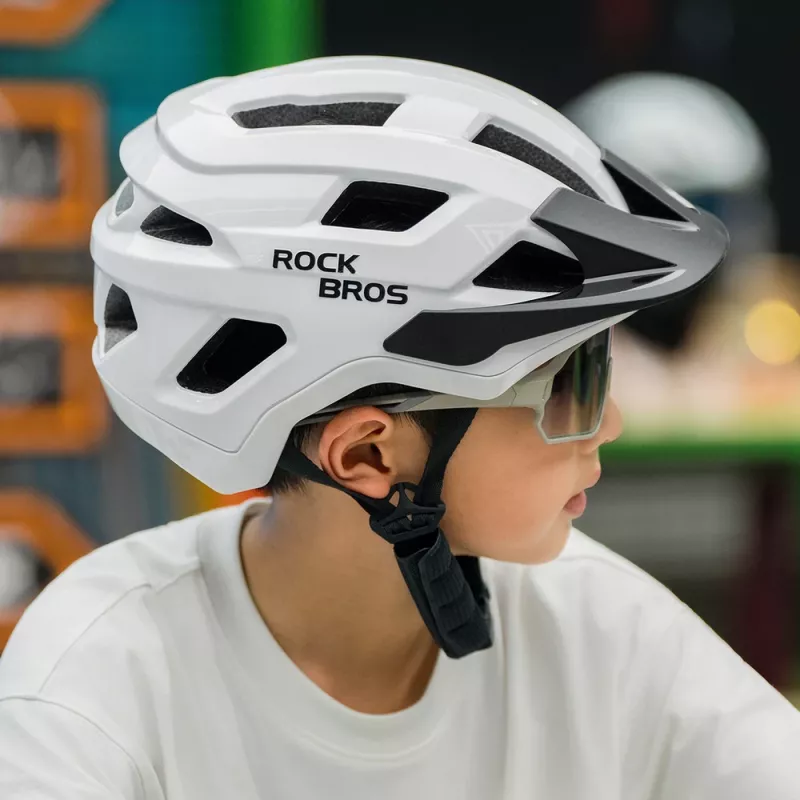 Rockbros LK-67 Jugend-Fahrradhelm mit abnehmbarem Visier, 54-58 cm, weiß