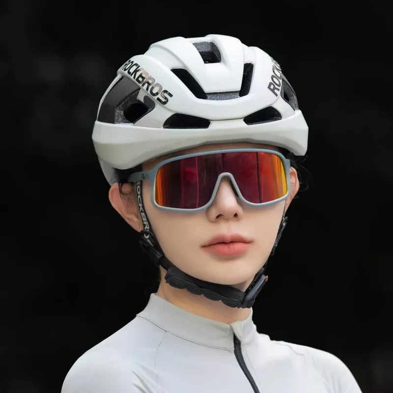 Rockbros LK-15 Carbon Fiber Fahrradhelm 58-62cm, Hellgrau
