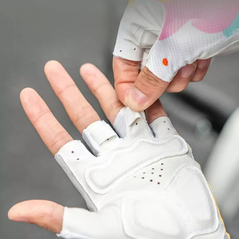 Rockbros S389 Kurzfinger-Fahrradhandschuhe für Damen mit Stoßdämpfung, Größe L, mehrfarbig