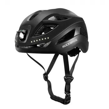 Rockbros ZK-077 Fahrradhelm mit integrierter multidirektionaler Beleuchtung 57–61 cm, Schwarz