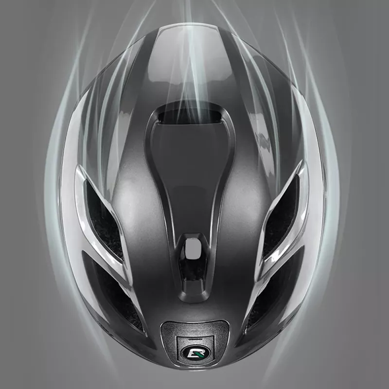 Rockbros ZK-077 Fahrradhelm mit integrierter multidirektionaler Beleuchtung 57–61 cm, Schwarz