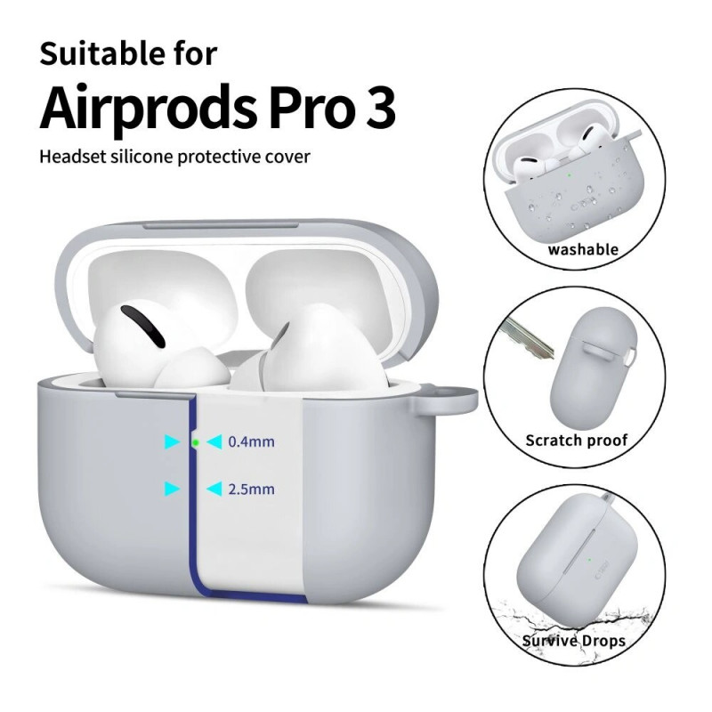Tech-Protect Silicone Hook Hülle für Apple AirPods Pro 3, Crayon Grey