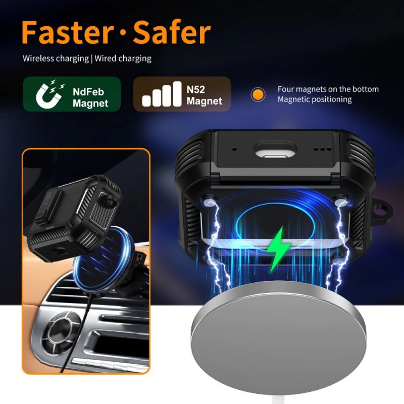 Tech-Protect Carbonox MagSafe Hülle für Apple AirPods Pro 3, THP4731, Schwarz