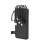 Wozinsky W11-B 10000mAh 10W Powerbank mit integrierten Kabeln und Taschenlampe, Schwarz