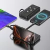 Wozinsky W11-B 10000mAh 10W Powerbank mit integrierten Kabeln und Taschenlampe, Schwarz