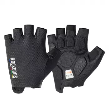 Rockbros TLS004 ROAD TO SKY kurze stoßdämpfende Fahrradhandschuhe M, Schwarz