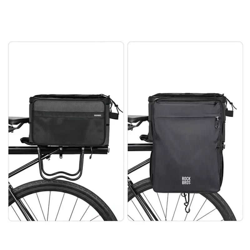 Rockbros A30 ROAD TO SKY faltbare Fahrradtasche für Gepäckträger 15–30 L, Schwarz