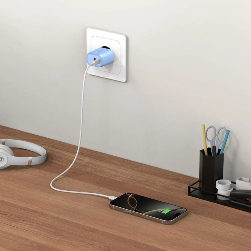 Tech-Protect NCA30 USB-A, USB-C Netzteil PD 30W / QC3.0 Baby Blue