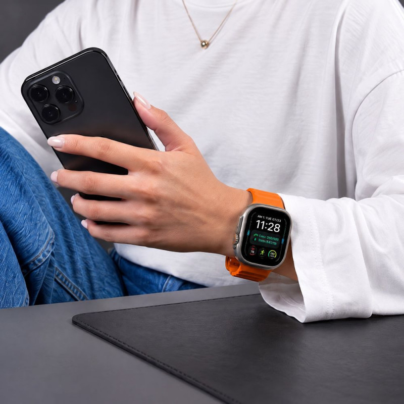 Tech-Protect Silicone Line Apple Watch 8 / 9 / 10 / 11 / 12 / SE / Ultra 44/45/46/49 mm Armband, Orange