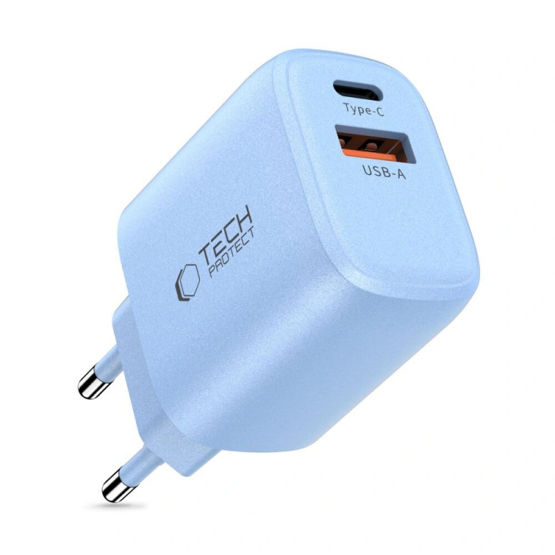 Tech-Protect NCA20 USB-A, USB-C Netzteil PD 20W / QC3.0 Baby Blue