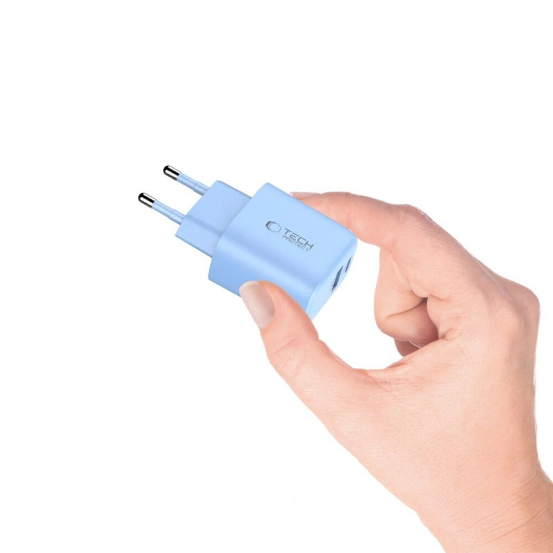 Tech-Protect NCA20 USB-A, USB-C Netzteil PD 20W / QC3.0 Baby Blue