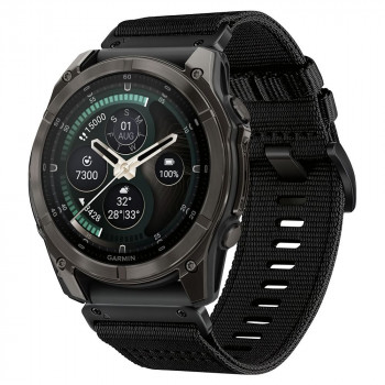 Tech-Protect Nylon Classic Armbanduhrarmband für Garmin Fenix 5X / 5X Plus / 6X / 6X Pro / 7X / 8 / 8 Pro / 9 / 9 Pro 47 mm, Schwarz