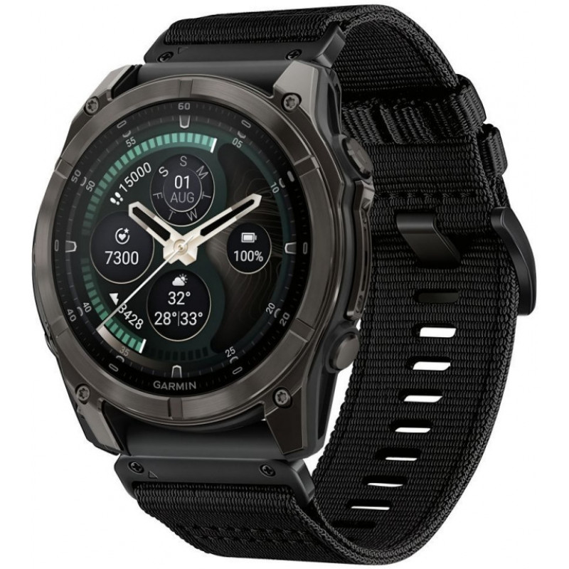 Tech-Protect Nylon Classic Armbanduhrarmband für Garmin Fenix 5X / 5X Plus / 6X / 6X Pro / 7X / 8 / 8 Pro / 9 / 9 Pro 47 mm, Schwarz