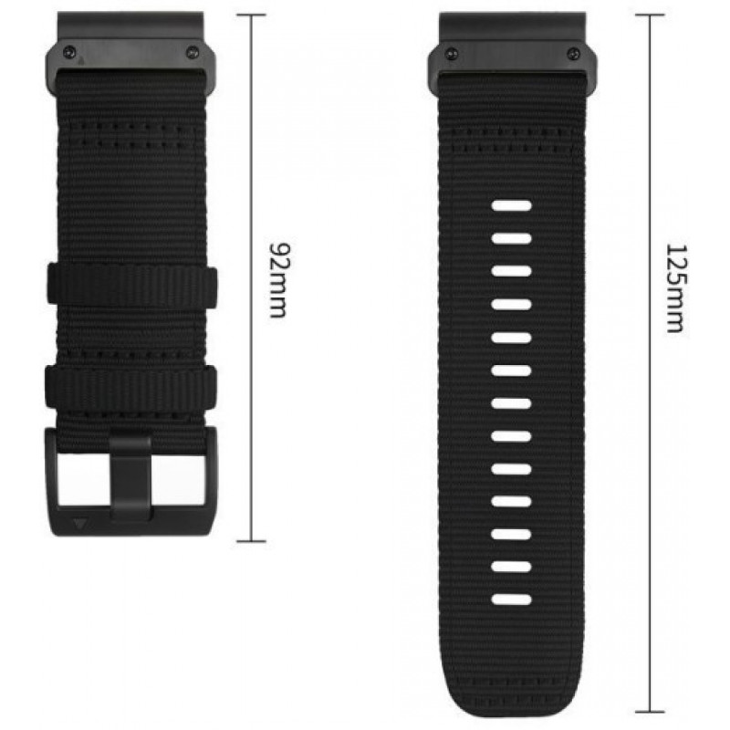 Tech-Protect Nylon Classic Armbanduhrarmband für Garmin Fenix 5X / 5X Plus / 6X / 6X Pro / 7X / 8 / 8 Pro / 9 / 9 Pro 47 mm, Schwarz