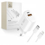 Tech-Protect NCA20 USB-A / USB-C Wandladegerät PD 20W / QC3.0 mit USB-C / Lightning Kabel 100 cm, Weiß
