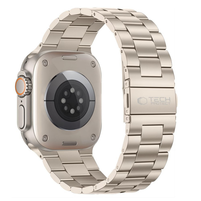 Tech-Protect Stainless Edelstahlarmband für Apple Watch 8 / 9 / 10 / 11 / 12 / SE / Ultra (44 / 45 / 46 / 49 mm), Starlight