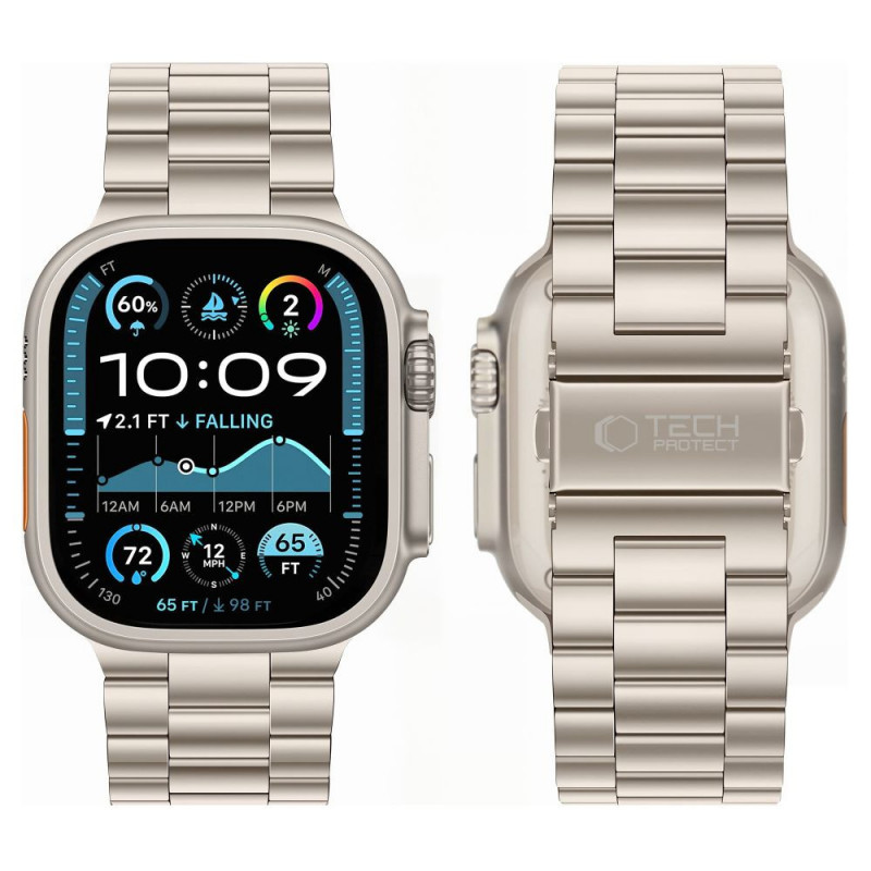 Tech-Protect Stainless Edelstahlarmband für Apple Watch 8 / 9 / 10 / 11 / 12 / SE / Ultra (44 / 45 / 46 / 49 mm), Starlight