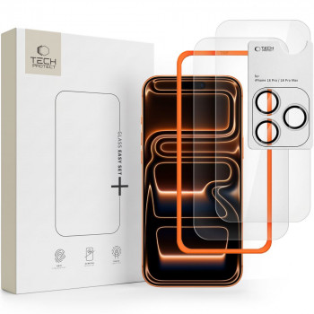 Tech-Protect Easy Set+ Panzerglas-Set für Apple iPhone 18 Pro Max Display und Kamera, Clear (3 Stk.)