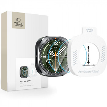 Tech-Protect Easy Set+ gehärtetes Glas für Samsung Galaxy Watch Ultra 2 2026 47 mm, transparent (2 Stk.)