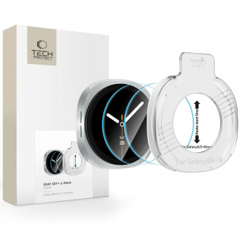 Tech-Protect Easy Set+ Panzerglas für Samsung Galaxy Watch 8 / 9 40 mm, Clear (2 Stk.)