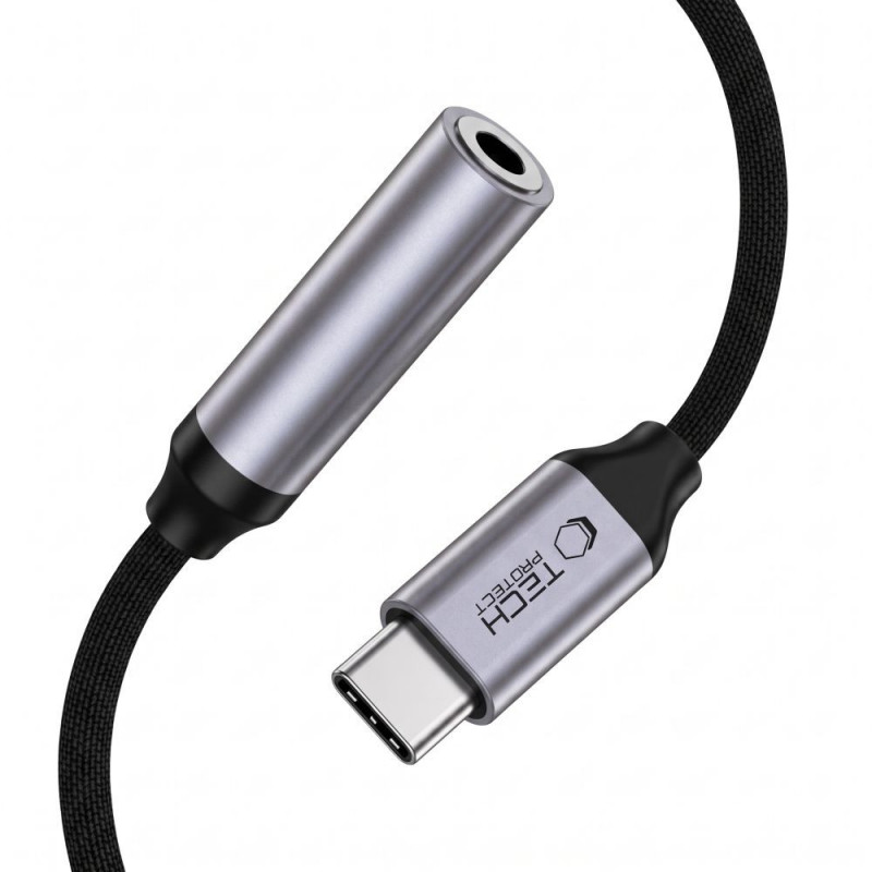 Tech-Protect Ultraboost USB-C auf 3,5 mm Mini-Klinke DAC Adapter, Iron Grey