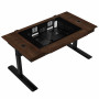 Lian Li DK07 Desk Case Wood Edition, Dual-System-fähig, 2x E-ATX, höhenverstellbar, Walnuss / Schwarz