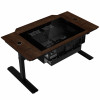 Lian Li DK07 Desk Case Wood Edition, Dual-System-fähig, 2x E-ATX, höhenverstellbar, Walnuss / Schwarz