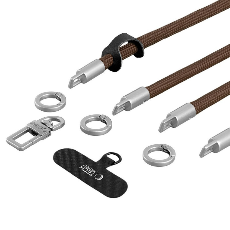 Tech-Protect C10S Rope Crossbody- & Handgelenkband-Set, Walnut Brown/Titanium