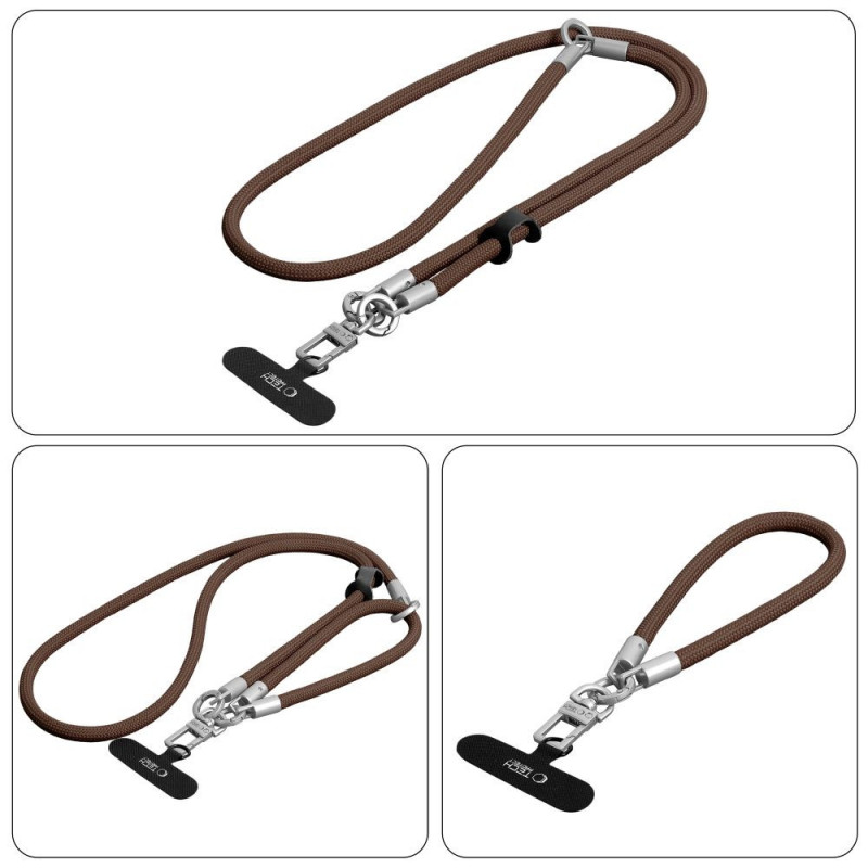 Tech-Protect C10S Rope Crossbody- & Handgelenkband-Set, Walnut Brown/Titanium