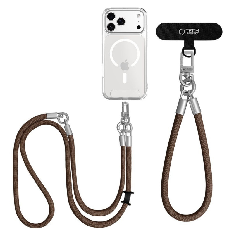 Tech-Protect C10S Rope Crossbody- & Handgelenkband-Set, Walnut Brown/Titanium