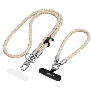 Tech-Protect C10S Rope Umhänge- und Handgelenkband-Set, Desert Beige/Titanium