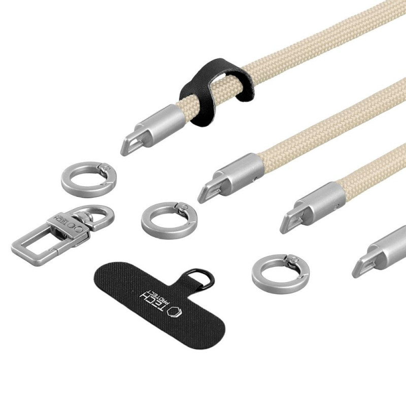 Tech-Protect C10S Rope Umhänge- und Handgelenkband-Set, Desert Beige/Titanium
