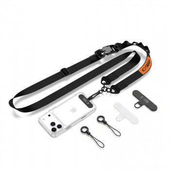 Tech-Protect C9S Rope Crossbody Handy-Tragegurt, Schwarz/Orange