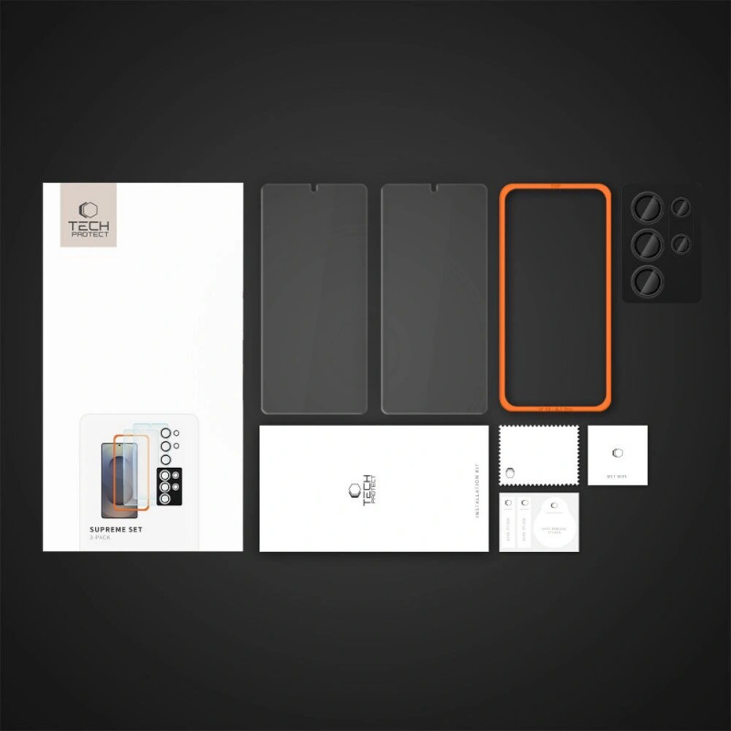 Tech-Protect Supreme Set gehärtetes Glas Displayschutz- und Objektivschutz-Set für Samsung Galaxy S25 Ultra, transparent (3 Stk.)