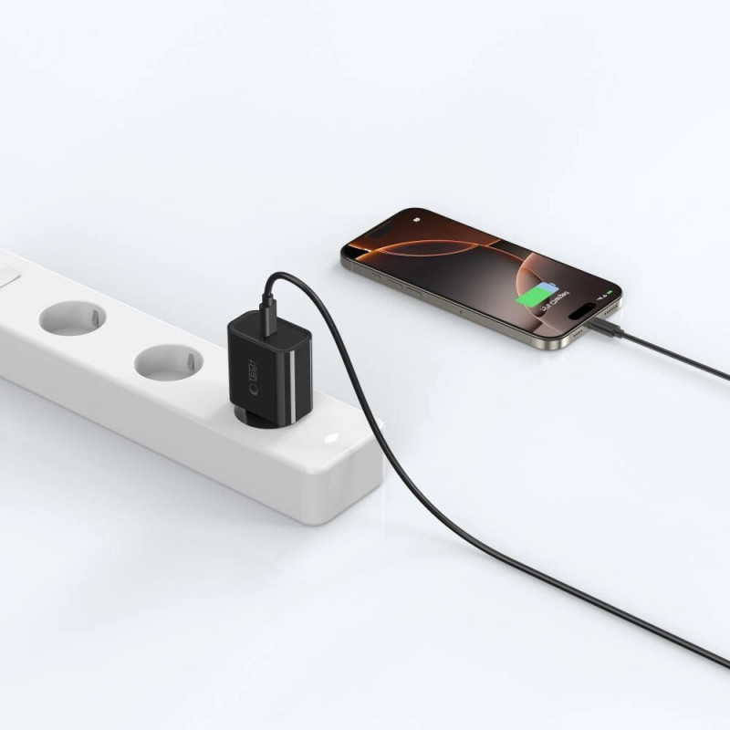 Tech-Protect NC20W USB-C-Wandladegerät PD 20W, Schwarz