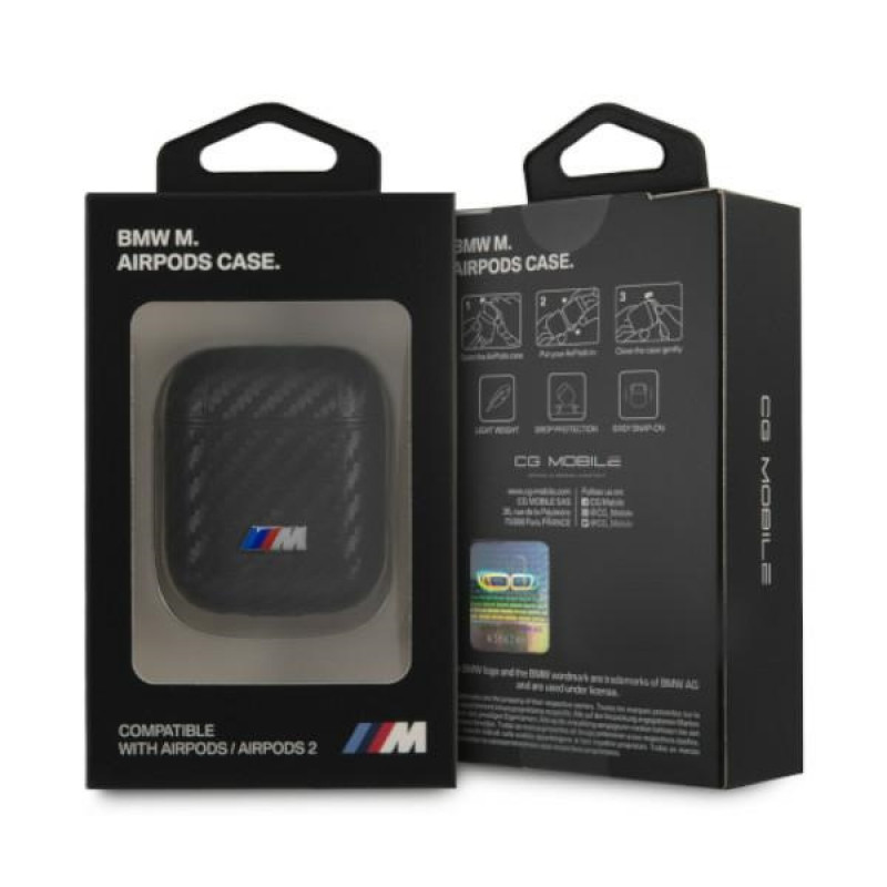 BMW BMA2WMPUCA PU Carbon M Collection Hülle für Apple AirPods 1/2, schwarz