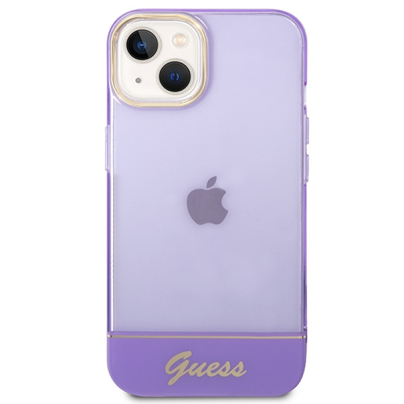Guess GUHCP14SHGCOU Transluzentes Hardcase für Apple iPhone 14 / 15 / 13 6,1 Zoll, lila