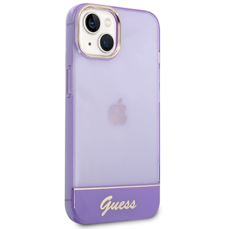 Guess GUHCP14SHGCOU Transluzentes Hardcase für Apple iPhone 14 / 15 / 13 6,1 Zoll, lila