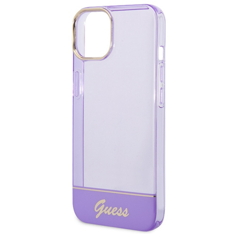 Guess GUHCP14SHGCOU Transluzentes Hardcase für Apple iPhone 14 / 15 / 13 6,1 Zoll, lila