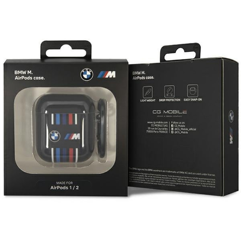 BMW BMA222SWTK Multiple Colored Lines Hülle für Apple AirPods 1/2, schwarz